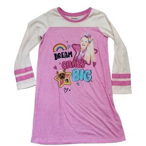 Nickelodeon Girls Size Large Pink White Jojo Siwa Long Sleeve Nightgown